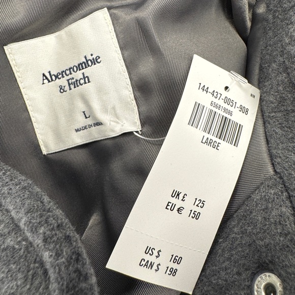 Abercrombie & Fitch Women's Wool Blend Grey Jacket Bomber - Picture 7 of 7